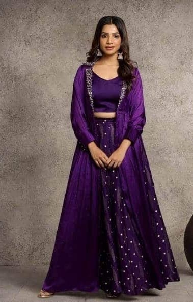 Velvet Violet Cape Lehenga