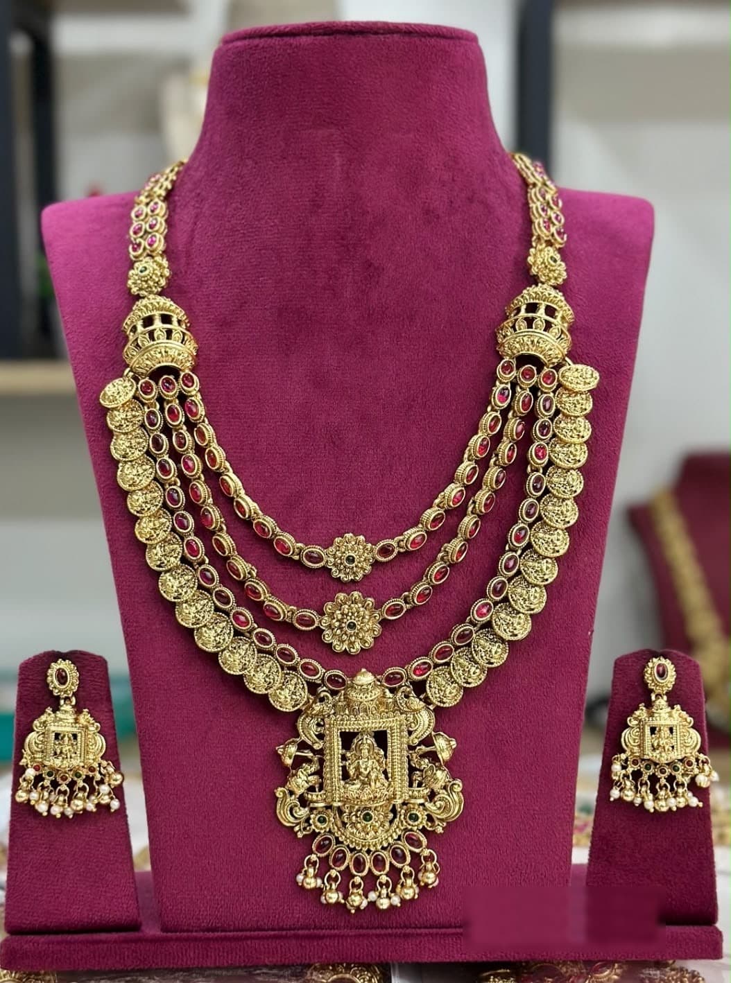 Ruby Multi-Strand Temple Necklace