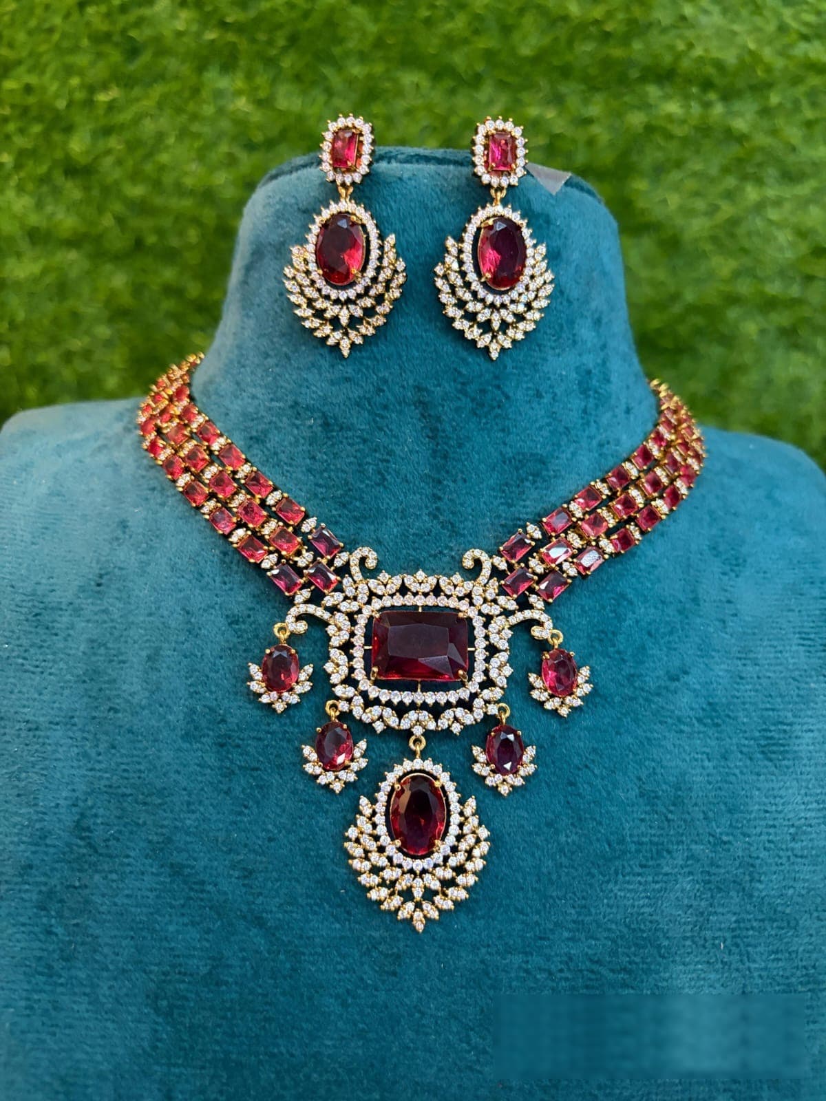 Ruby Stone Necklace Set